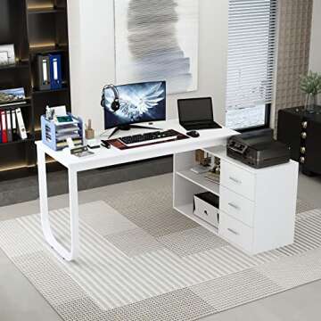 FAMAPY 55.1” Glass Desk Office Desk with Wooden Frame Legs, Writing Desk Computer Desk for Home Office 23.6”D x 55.1”W x 29.9”H
