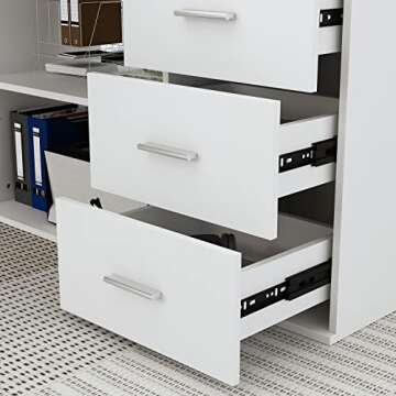 FAMAPY 55.1” Glass Desk Office Desk with Wooden Frame Legs, Writing Desk Computer Desk for Home Office 23.6”D x 55.1”W x 29.9”H