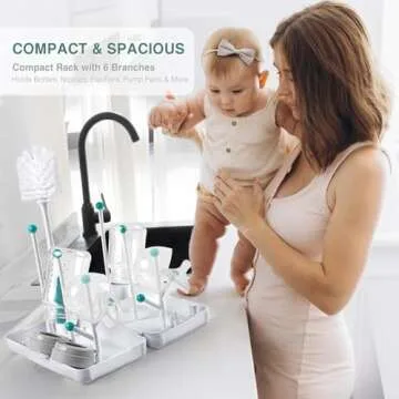 Termichy Travel Baby Bottle Drying Rack, Compact Size with Large Capacity for Working Mom, Visit Families, Friends or Camping with Baby Teal