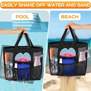AURUZA Large Mesh Beach Bag - Waterproof and Durable Swim Tote