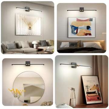 Faziyo Dimmable Black Gold Vanity Light for Bathroom 360° Rotatable Bath Lighting Fixtures Over Mirror 30 inch Modern 4000K Bathroom Sconces Picture Lights for Paintings