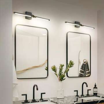 Faziyo Dimmable Black Gold Vanity Light for Bathroom 360° Rotatable Bath Lighting Fixtures Over Mirror 30 inch Modern 4000K Bathroom Sconces Picture Lights for Paintings