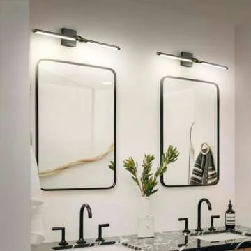 Faziyo Dimmable Black Gold Vanity Light for Bathroom 360° Rotatable Bath Lighting Fixtures Over Mirror 30 inch Modern 4000K Bathroom Sconces Picture Lights for Paintings