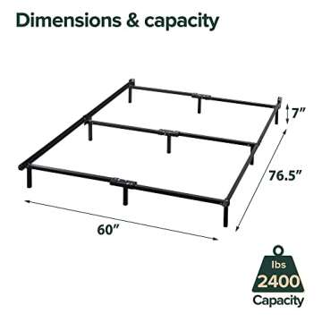 ZINUS Compack Metal Bed Frame, 7 Inch Support for Box Spring and Mattress Set, Black, Queen