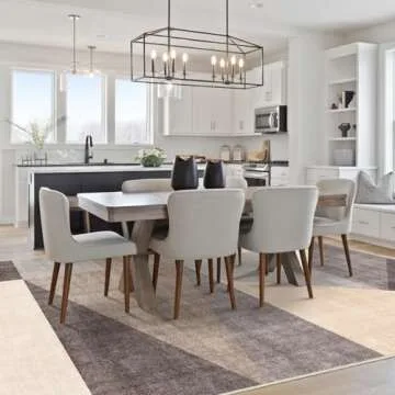 Puino Washable Modern Area Rug: 5x7 Geometric Area Rugs for Living Room & Bedroom with Non-Slip Backing Modern Geometric Carpet for Living Room Brown Grey 5'x7'.