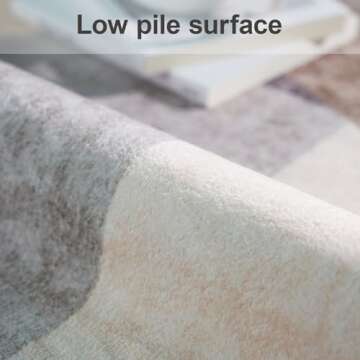 Puino Washable Modern Area Rug: 5x7 Geometric Area Rugs for Living Room & Bedroom with Non-Slip Backing Modern Geometric Carpet for Living Room Brown Grey 5'x7'.