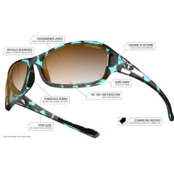 Tifosi Women's DEA Sl Wrap, Blue Tortoise, 64mm Lens Width