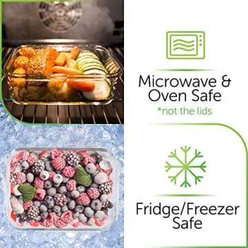 PrepNaturals 8 Pack 36 Oz Glass Meal Prep Containers - Dishwasher Microwave Freezer Oven Safe - Glass Storage Containers with Lids (Multi-Compartment)