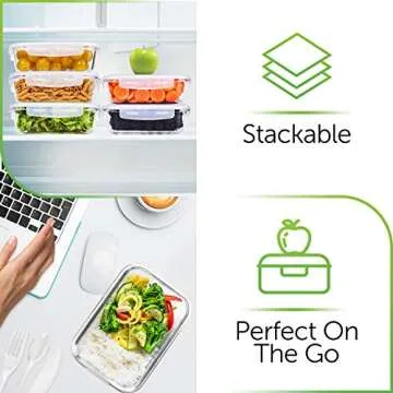 PrepNaturals 8 Pack 36 Oz Glass Meal Prep Containers - Dishwasher Microwave Freezer Oven Safe - Glass Storage Containers with Lids (Multi-Compartment)