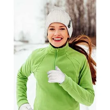 5 Pieces Women Winter Warm Set Knit Beanie Hat Scarf Touchscreen Gloves Earmuffs Stockings 5 in 1 Ski Outing Set for Gift(Milk White, Simple Style)