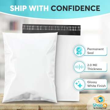 Shop4Mailers 19 x 24 Glossy White Plastic Self Seal Poly Mailer Bags - Waterproof & Durable