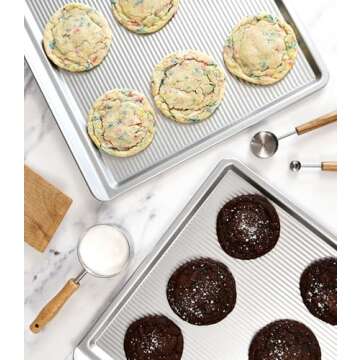 USA Pan Bakeware Cookie Sheet, Warp Resistant Nonstick Baking Pan, Made in the USA from Aluminized Steel, Large Set of 2