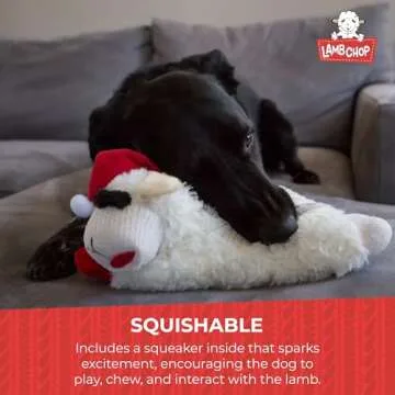 Multipet Lamb Chop Dog Plush Toy w/ Santa Hat - Squeaky Dog Toy for All Dogs - Extra Soft Plush Dog Toy - Stuffed Animal Dog Toy for Cuddling & Playing - Cute Pet Toy (6”, Cream)