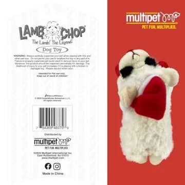 Multipet Lamb Chop Dog Plush Toy w/ Santa Hat - Squeaky Dog Toy for All Dogs - Extra Soft Plush Dog Toy - Stuffed Animal Dog Toy for Cuddling & Playing - Cute Pet Toy (6”, Cream)