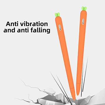 Love Mei for Apple Pencil Silicone Holder Sleeve for 2nd Generation Protective Skin Cover Magnetic case and Nib Cover Non-Slip Smooth Grip Cute Carrot Accessories for iPad Pro