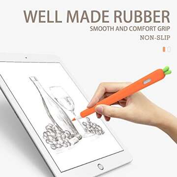 Love Mei for Apple Pencil Silicone Holder Sleeve for 2nd Generation Protective Skin Cover Magnetic case and Nib Cover Non-Slip Smooth Grip Cute Carrot Accessories for iPad Pro
