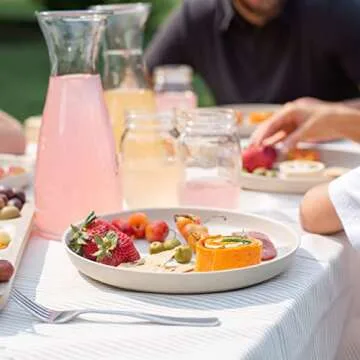 Grow Forward Premium Wheat Straw Plates - 10 Inch Reusable Hard Plastic Dinner Plates Set of 8 - Unb...