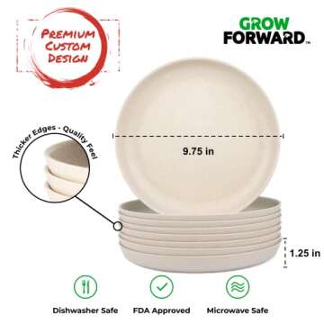 Grow Forward Eco-Friendly Wheat Straw Dinner Plates Set of 8