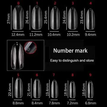 500Pcs Oval Nail Tips for Acrylic Clear Fake Nails Full Cover, 10 Sizes