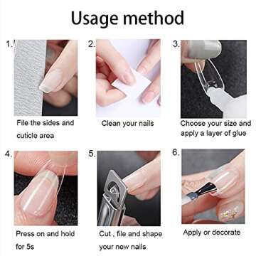 500Pcs Oval Nail Tips for Acrylic Clear Fake Nails Full Cover, 10 Sizes