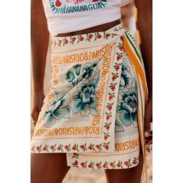 CHARTOU Women's Summer Floral Print Wrap Short Skirt Knot Side High Waist A Line Beach Mini Skirt (X-Small,Floral)