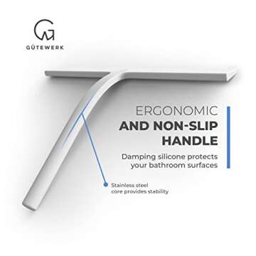 GÜTEWERK Shower Squeegee for Glass Doors, Silicone Window Squeegee, Bathroom and Glass Cleaning - W...