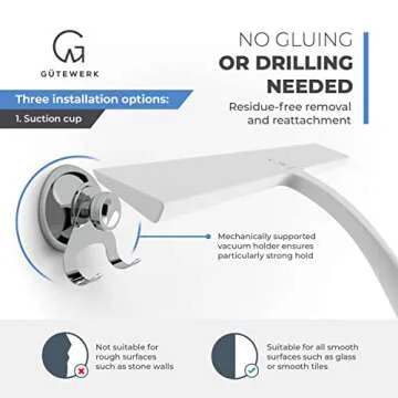 GÜTEWERK Shower Squeegee for Glass Doors, Silicone Window Squeegee, Bathroom and Glass Cleaning - White - 11 Inch