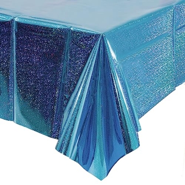 GREATRIL Iridescent Fringe Curtains & Blue Table Cloths