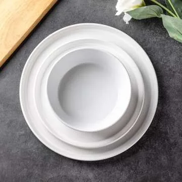 AmorArc Ceramic Dinner Plates Set of 6, 10.0 Inch Matte Stoneware Plates for Kitchen,Modern Flat Dinnerware Dishes Set,Microwave& Dishwasher Safe, Scratch Resistant, Matte white