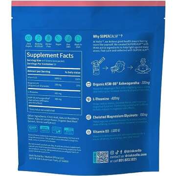 Nello Vitalize SuperCalm - Feel Calm, Cool, and Collected | Drink Mix | Contains KSM-66 Ashwagandha, L-Theanine, Magnesium Glycinate, and Vitamin D3 |0.15 Ounce (Pack of 20)