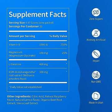 Nello Vitalize SuperCalm - Feel Calm, Cool, and Collected | Drink Mix | Contains KSM-66 Ashwagandha, L-Theanine, Magnesium Glycinate, and Vitamin D3 |0.15 Ounce (Pack of 20)