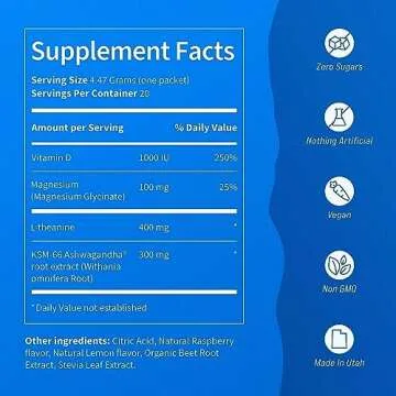 Nello Vitalize SuperCalm - Feel Calm, Cool, and Collected | Drink Mix | Contains KSM-66 Ashwagandha, L-Theanine, Magnesium Glycinate, and Vitamin D3 |0.15 Ounce (Pack of 20)