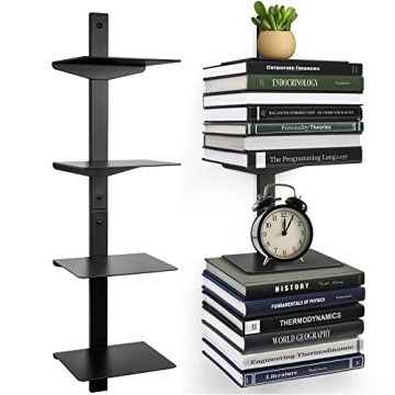ART-GIFTREE Invisible Floating Bookshelf for Wall Mounted, 4 Tier Vertical Spine Book Tower, Heavy-D...