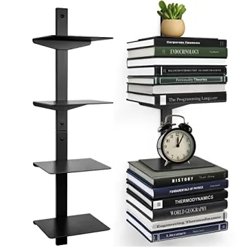 ART-GIFTREE Invisible Floating Bookshelf for Wall Mounted, 4 Tier Vertical Spine Book Tower, Heavy-D...