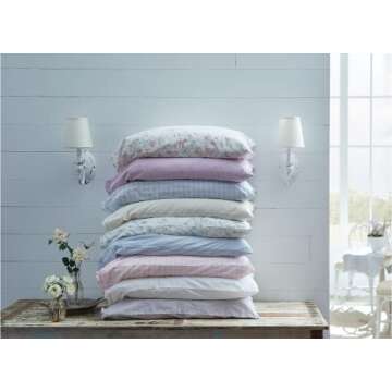 Shabby Chic® - Queen Sheets, Soft & Breathable Organic Cotton Bedding Set, Floral Home Decor with Ruffled Pillowcases (Ella Pink, Queen)