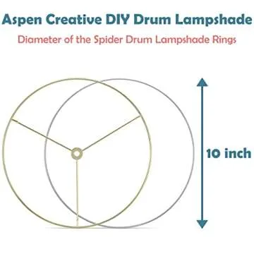 Aspen Creative 20102-11, Metal DIY Drum Lamp Shade Strong Ring, US Style Spider that Connects to Lamp Harp, Top Ring-Brass Plated/Bottom Ring-Galvanized, 10" Diameter Ring