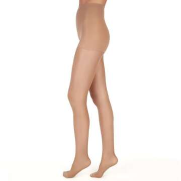 Hanes Women's Alive Control Top Reinforced Toe Sheer Pantyhose for Ultimate Comfort and Support, Bar...
