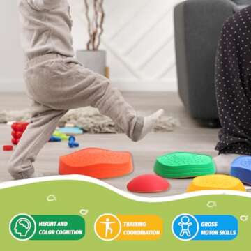 Balance Stepping Stones for Kids Toddlers Obstacle Course - 5 Durable Outdoor Toys Sensory Stepping Stones for Improving Toddler Coordination & Gross Motor Skills