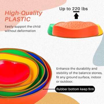 Balance Stepping Stones for Kids Toddlers Obstacle Course - 5 Durable Outdoor Toys Sensory Stepping Stones for Improving Toddler Coordination & Gross Motor Skills