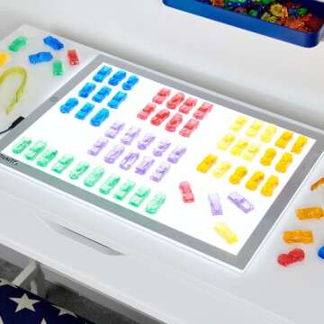 TickiT Ultra Bright LED Light Panel - In Home Learning Supplies for Sensory Play - Adjustable Brightness - Color and Shape Exploration on a Light Box