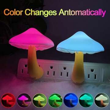 UTLK [ 2 Pack LED Mushroom Night Light Lamp with Dusk to Dawn Sensor,Plug in LED Bed Cute Mushroom N...