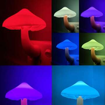 UTLK [ 2 Pack LED Mushroom Night Light Lamp with Dusk to Dawn Sensor,Plug in LED Bed Cute Mushroom Nightlight Night lamp Wall Light Baby Night Lights for Kids Children (Colorful)