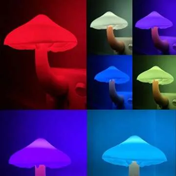 UTLK [ 2 Pack LED Mushroom Night Light Lamp with Dusk to Dawn Sensor,Plug in LED Bed Cute Mushroom Nightlight Night lamp Wall Light Baby Night Lights for Kids Children (Colorful)