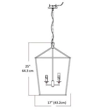 Rustic Aged Gold Cage Large Lantern Chandelier Pendant, Ceiling Light Fixture 17" Wide