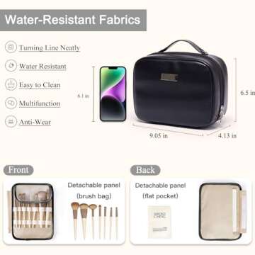 BAKLUCK Large Capacity Makeup Travel Bag with Double Clear Sided, Waterproof PU Leather - Ideal Trav...