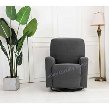 Stretch To Fit One Piece Lazy Boy Chair Recliner Slipcover, Stretch Fit Furniture Chair Recliner Cover With 3 Foam Pieces to Hid Extra Fabric, 4 ELASTIC STRAPS for Cover Stability (Light Grey)