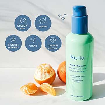 Nuria - Rescue Rebalancing Daily Facial Cleanser, Face Cleanser for Oily Skin, Troubled Skin Face Wash with Mandarin Orange, 200mL/6.8 fl oz