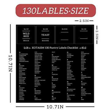 Kitchen 132 Pantry Labels Preprinted - Minimalist Black Waterproof Stickers for Food Containers and Jars Organization - Farmhouse Vinyl White Text On Black Glossy Finish Pantry Labels Stickers