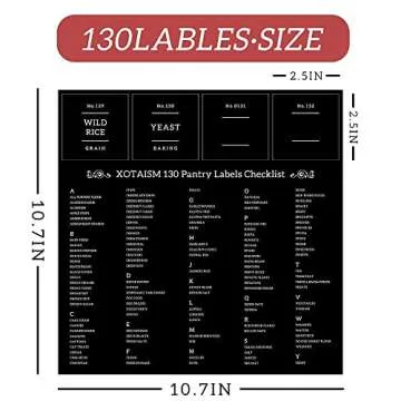 Kitchen 132 Pantry Labels Preprinted - Minimalist Black Waterproof Stickers for Food Containers and Jars Organization - Farmhouse Vinyl White Text On Black Glossy Finish Pantry Labels Stickers