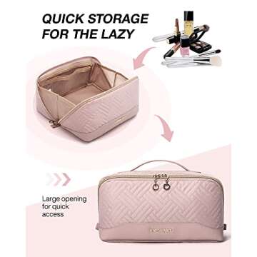 BAGSMART Travel Makeup Bag - Water-Resistant Portable Cosmetic Pouch, Flat Open Organizer for Toilet...